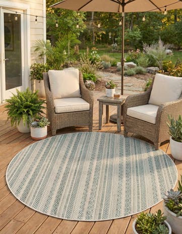 5' 3 x 5' 3 Easy-Clean Ribbon Indoor / Outdoor Round Rug