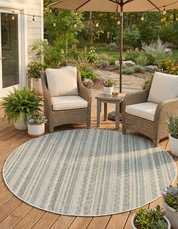5' 3 x 5' 3 Easy-Clean Ribbon Indoor / Outdoor Round Rug