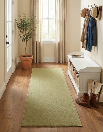 Pastel Green Everyday Solid Runner Rug