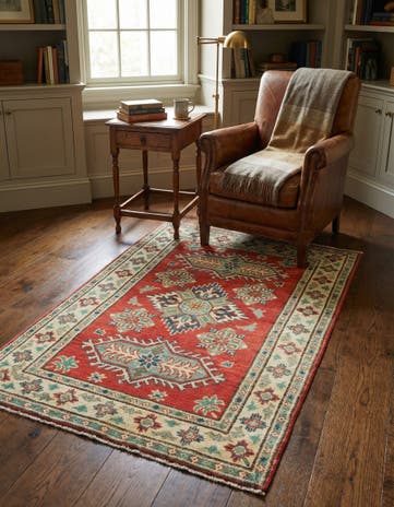 2' 9 x 4' 4 Hand Knotted Kazak Rug