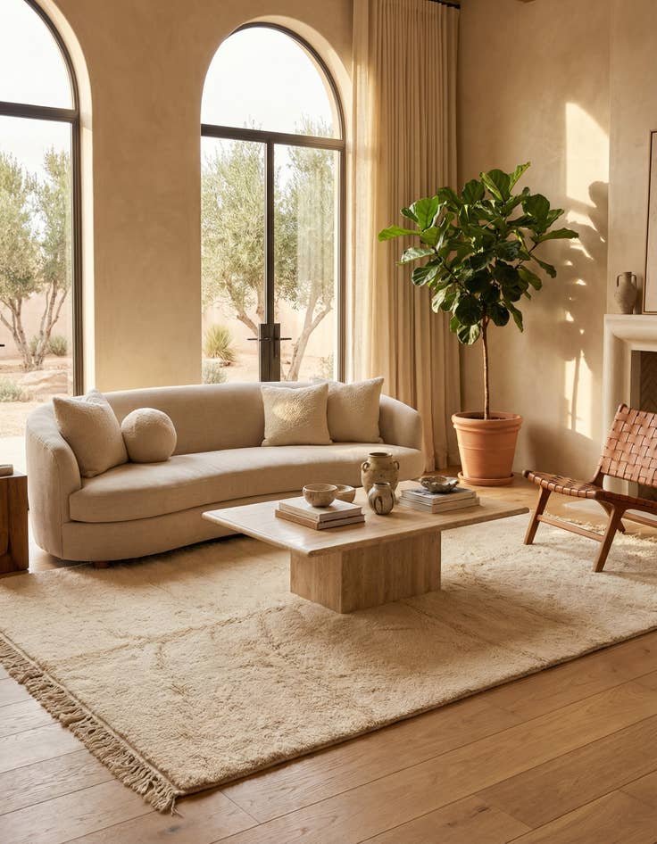 Detail image of 6' 6 x 10'  Hand Knotted Moroccan Wool Rug