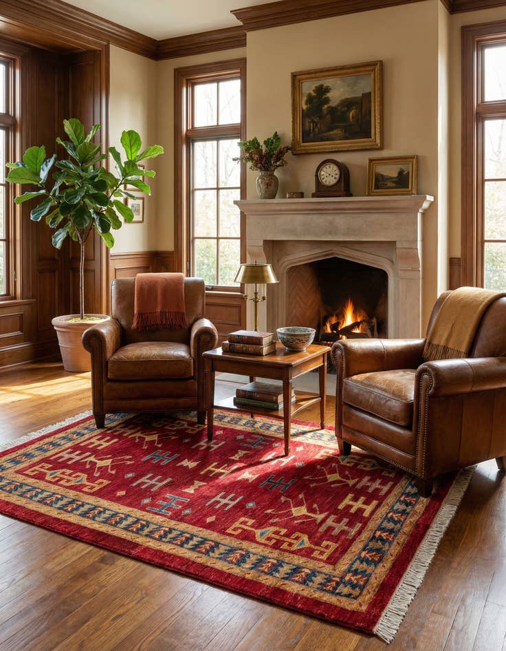 Detail image of  3' 5 x 5' 1  Hand Knotted Ziegler Wool Rug