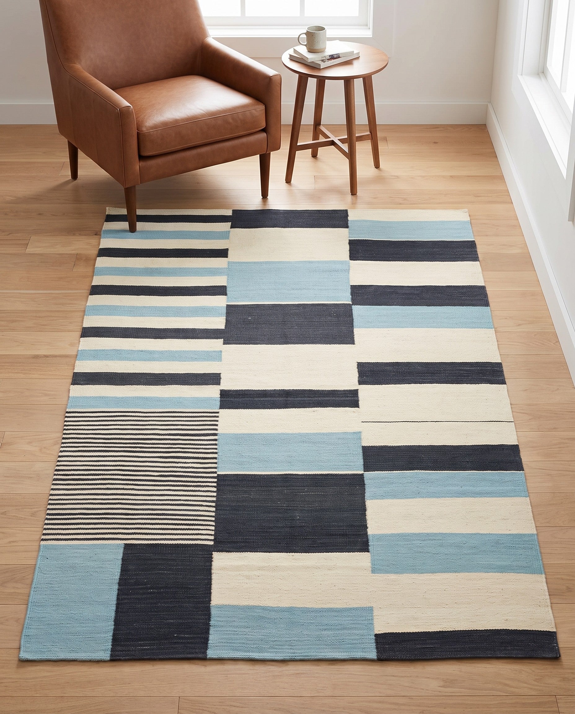 4' 3 x 5' 10 Hand Woven Kilim Modern Wool Rug