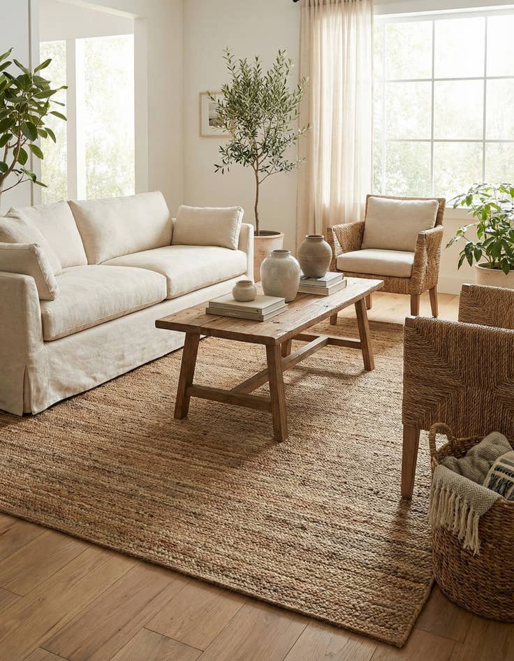 Detail image of  8' x 11'  Hand Braided Jute Rug