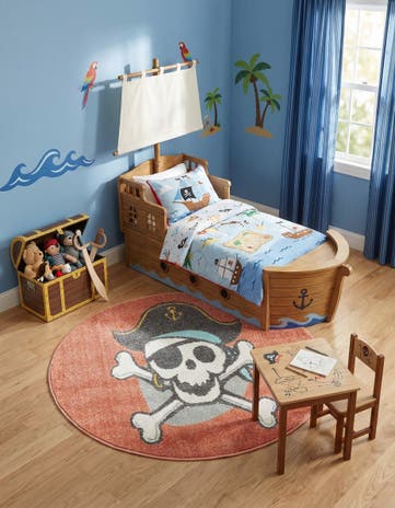 3' 3 x 3' 3 Pirate Whimsy Kids Round Rug