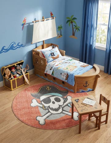 3' 3 x 3' 3 Pirate Whimsy Kids Round Rug