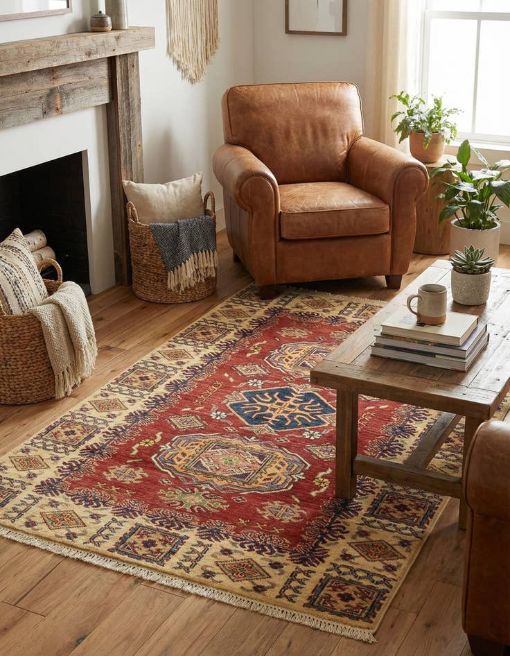 Detail image of 3' 4 x 4' 10  Hand Knotted Kazak Oriental Rug