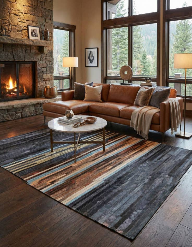 Detail image of 5' 2 x 7' 4 Cowhide Leather Rug