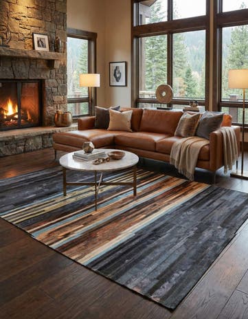 5' 2 x 7' 4 Cowhide Leather Rug