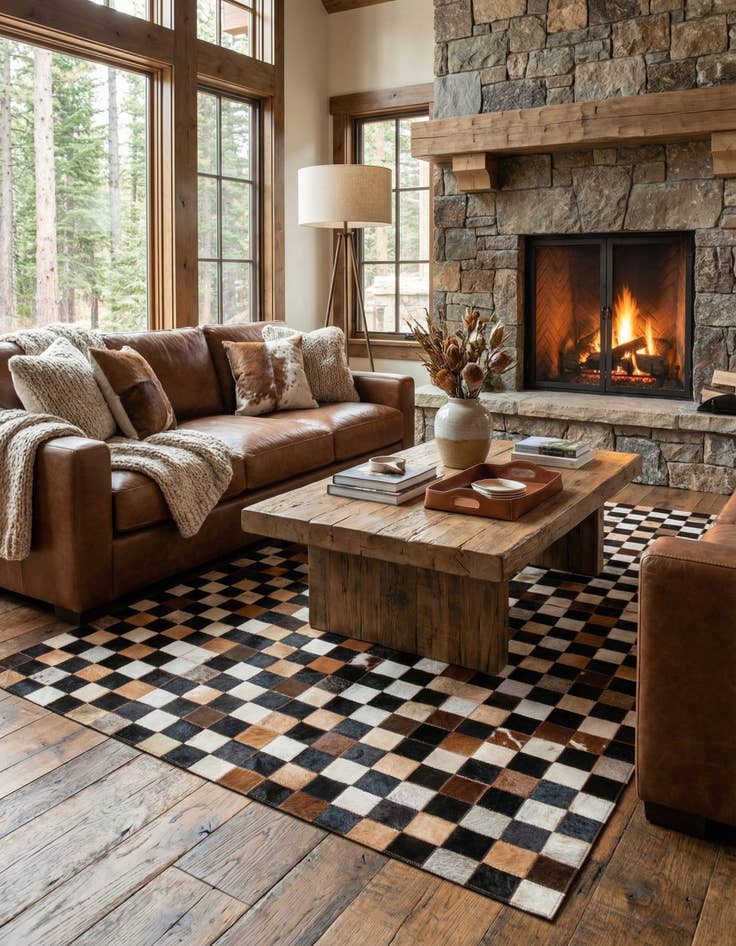 Detail image of 5' x 8' Cowhide Leather Rug