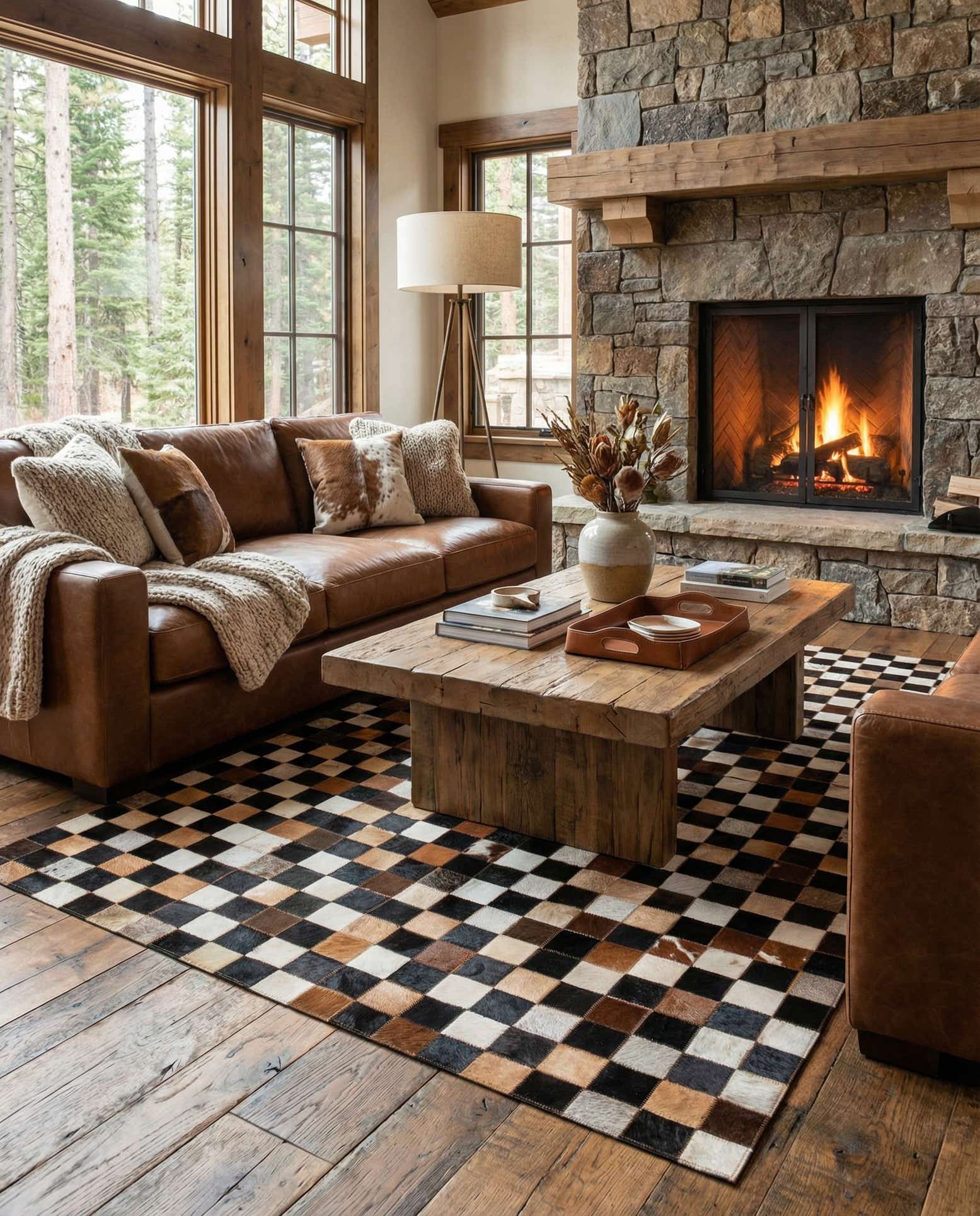 5' x 8' Cowhide Leather Rug