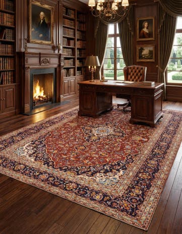 9' 10 x 12' 10 Hand Knotted Kashan Persian Wool Rug