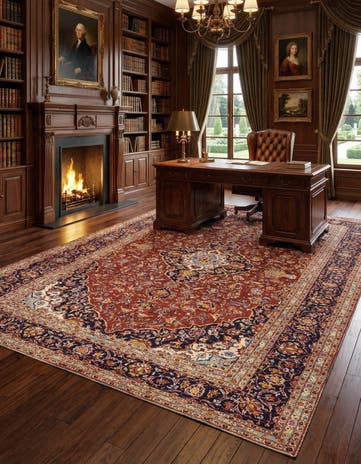 9' 10 x 12' 10 Hand Knotted Kashan Persian Wool Rug