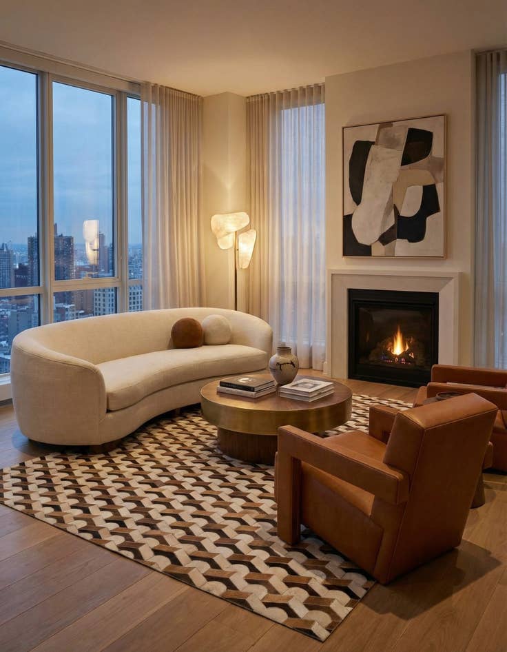 Detail image of 5' 2 x 7' 10 Cowhide Leather Rug