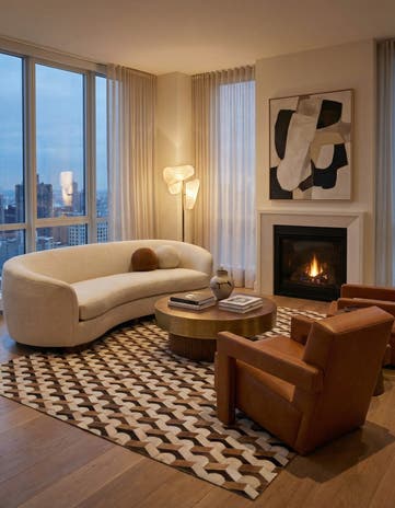 5' 2 x 7' 10 Cowhide Leather Rug