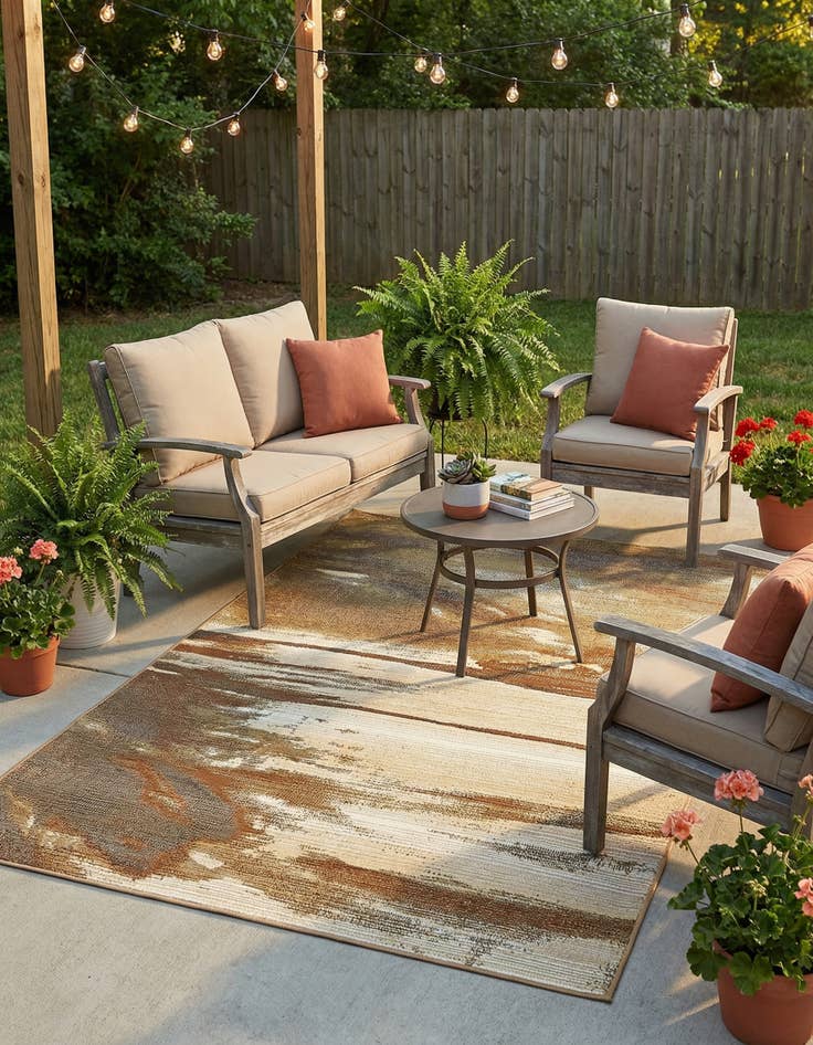 Detail image of 4' x 6'  Washable Modern Indoor / Outdoor Rug