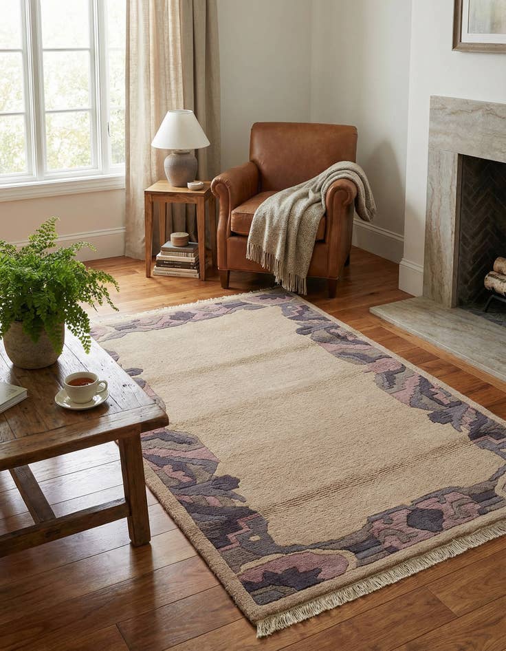 Detail image of  4' 2 x 5' 10  Hand Knotted Tibet Wool Rug