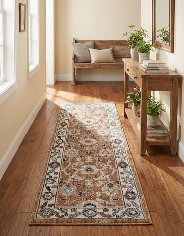 Almond Beige Eco Traditional Runner Rug