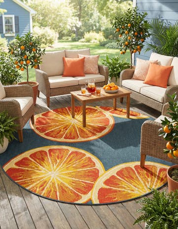 7' 10 x 7' 10 Easy-Clean Modern Indoor / Outdoor Round Rug