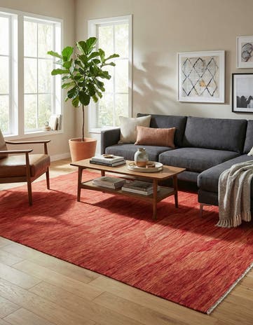 6' 8 x 9' 8 Hand Woven Kilim Modern Wool Rug