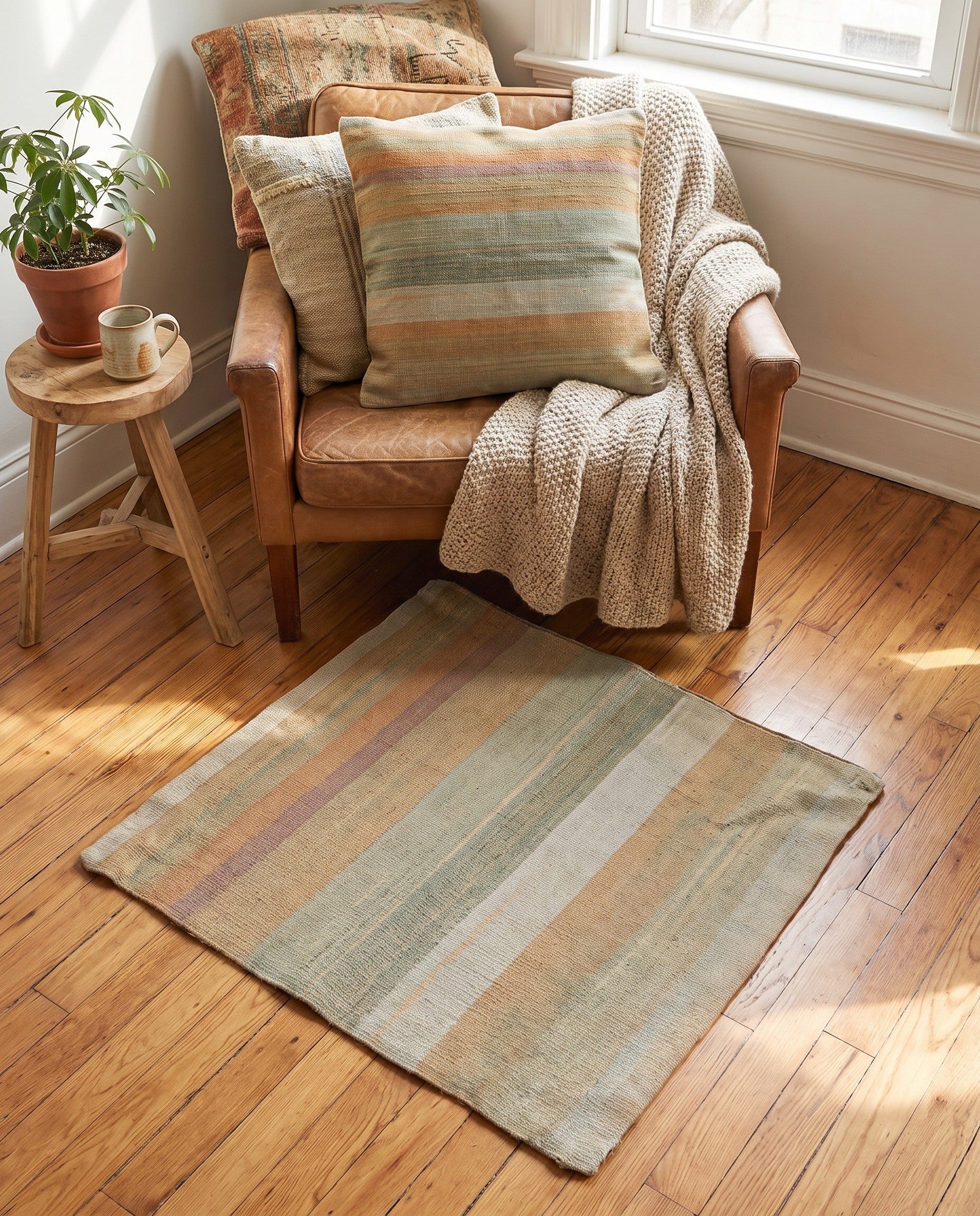 2' 5 x 2' 5 Hand Woven Pillow Wool Square Rug