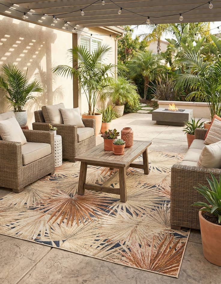 Detail image of 10' x 14' 2  Washable Botanical Indoor / Outdoor Rug