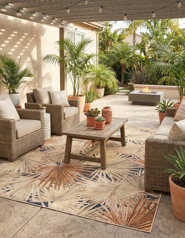 10' x 14' 2 Easy-Clean Botanical Indoor / Outdoor Rug