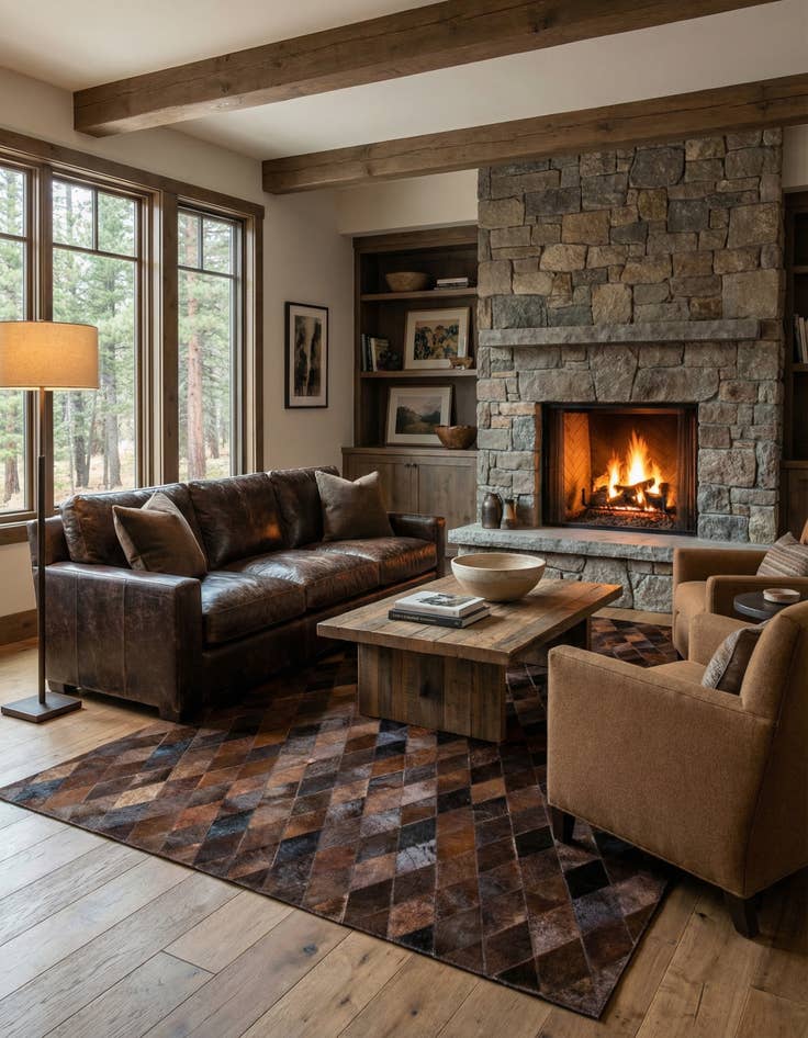 Detail image of 5' x 8' Cowhide Stocks Rug