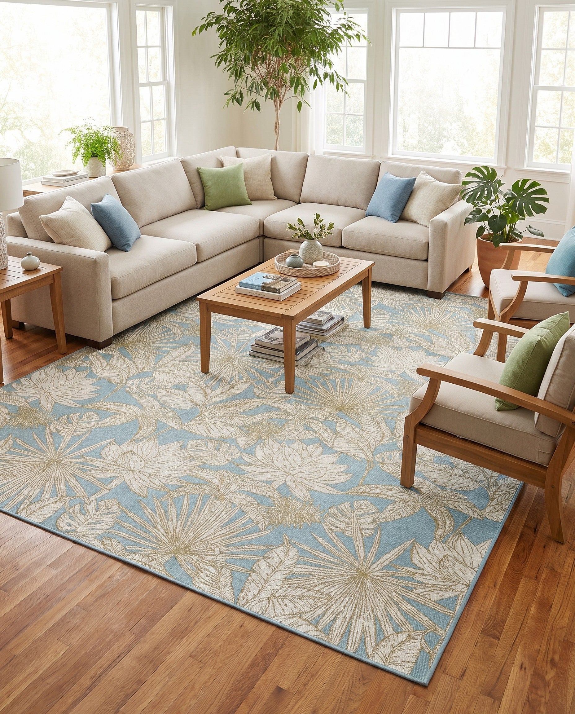 10' x 14' 2 Easy-Clean Botanical Indoor / Outdoor Rug
