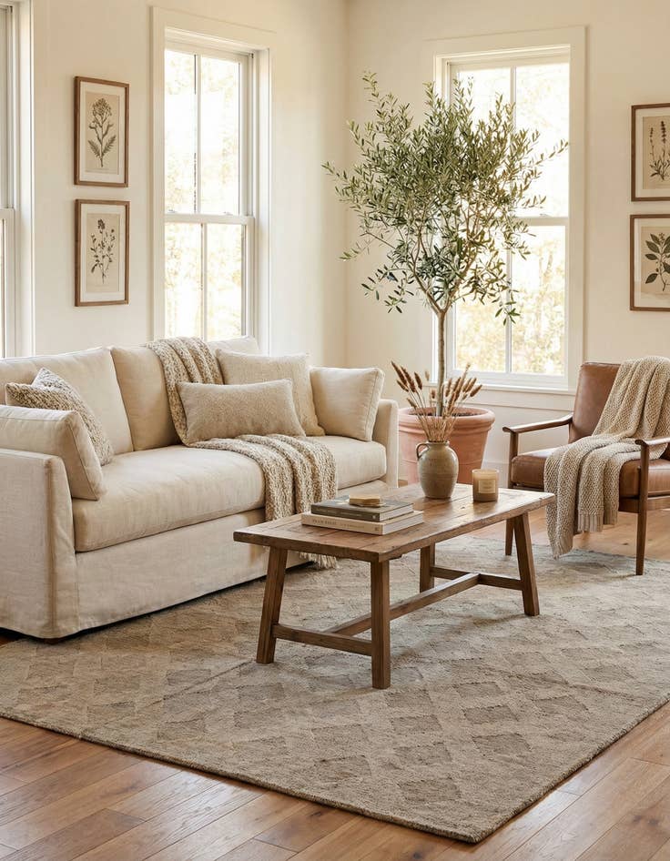 Detail image of 6' 1 x 8'  Hand Knotted Moroccan Wool Rug