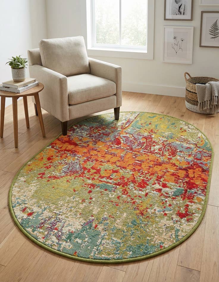 Detail image of 2' 2 x 3'  Washable Modern Indoor / Outdoor Oval Rug