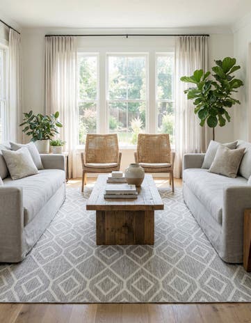 Gray Cream Easy-Clean Jill Zarin Turks and Caicos Indoor / Outdoor Rug