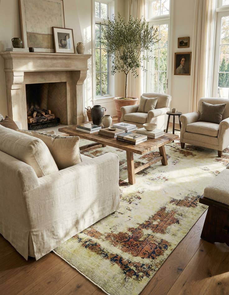 Detail image of 6' 9 x 11' 2  Hand Knotted Ultra Vintage Persian Wool Rug