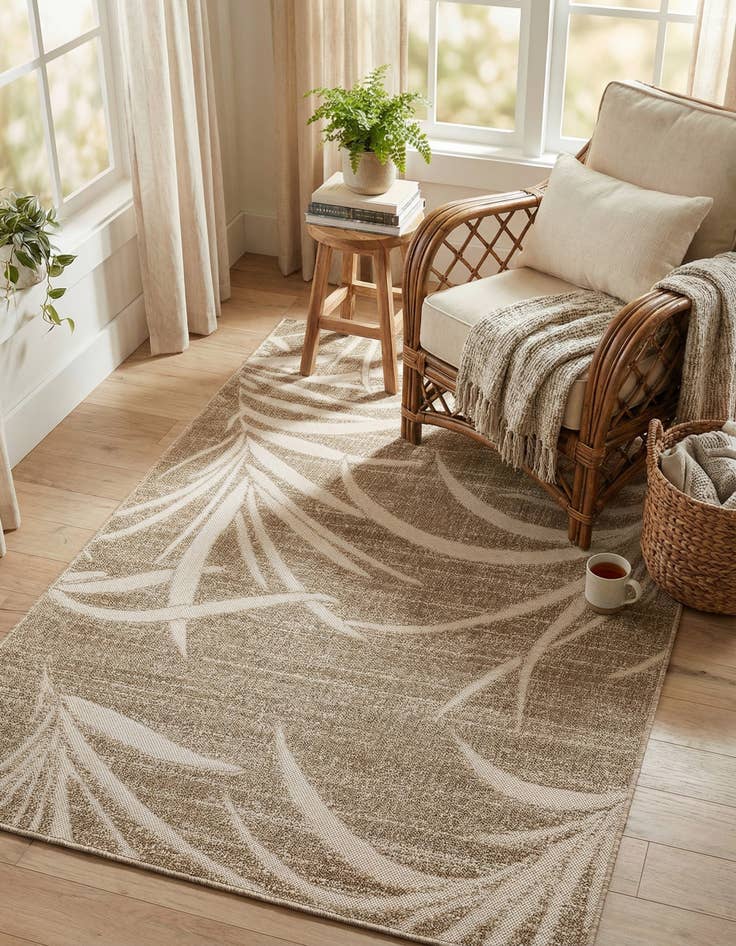 Detail image of 4' x 6' Easy-Clean Botanical Indoor / Outdoor Rug