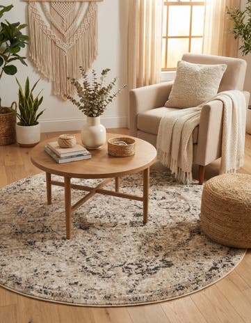 Beige Oregon Round Rug