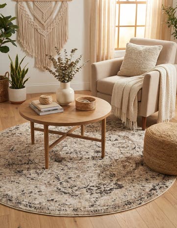 Beige Oregon Round Rug