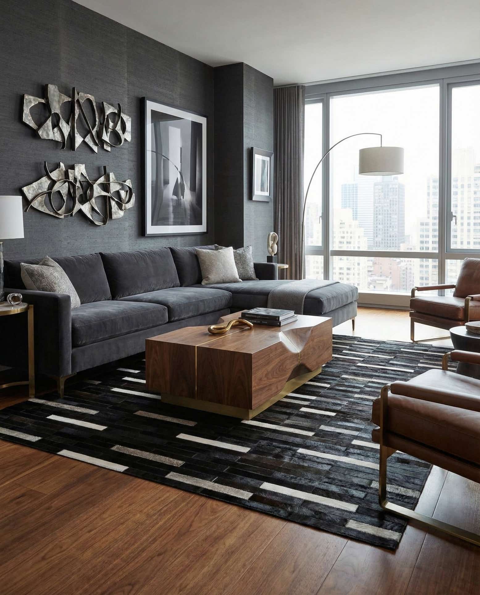 5' 1 x 8' Cowhide Leather Rug