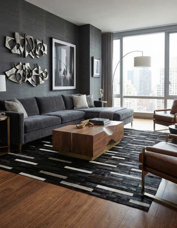 5' 1 x 8' Cowhide Leather Rug