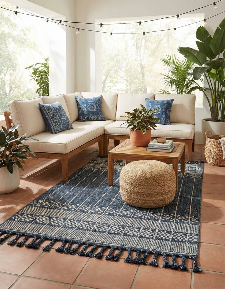 Detail image of 5' 1 x 8'  Washable Eco Bohemian Indoor / Outdoor Rug