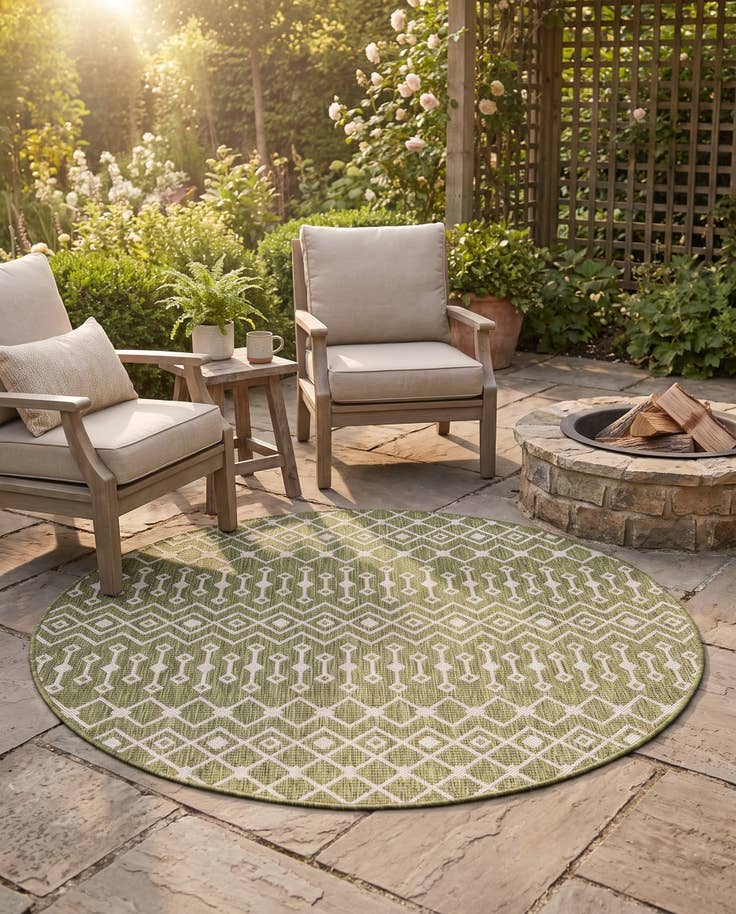 Detail image of 5' 3 x 5' 3 Easy-Clean Lattice Indoor / Outdoor Round Rug