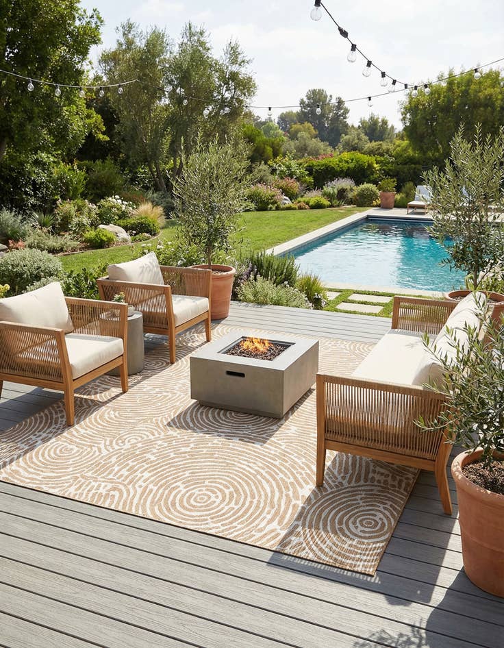 Detail image of 10' x 10'  Washable Modern Indoor / Outdoor Square Rug