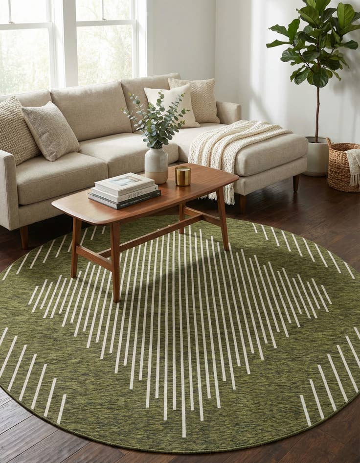 Detail image of  10' 8 x 10' 8  Washable Modern Indoor / Outdoor Round Rug