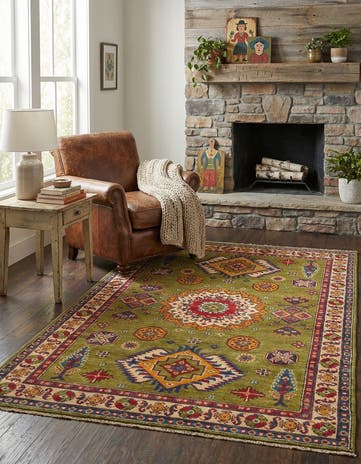 4' x 6' 2 Hand Knotted Kazak Rug