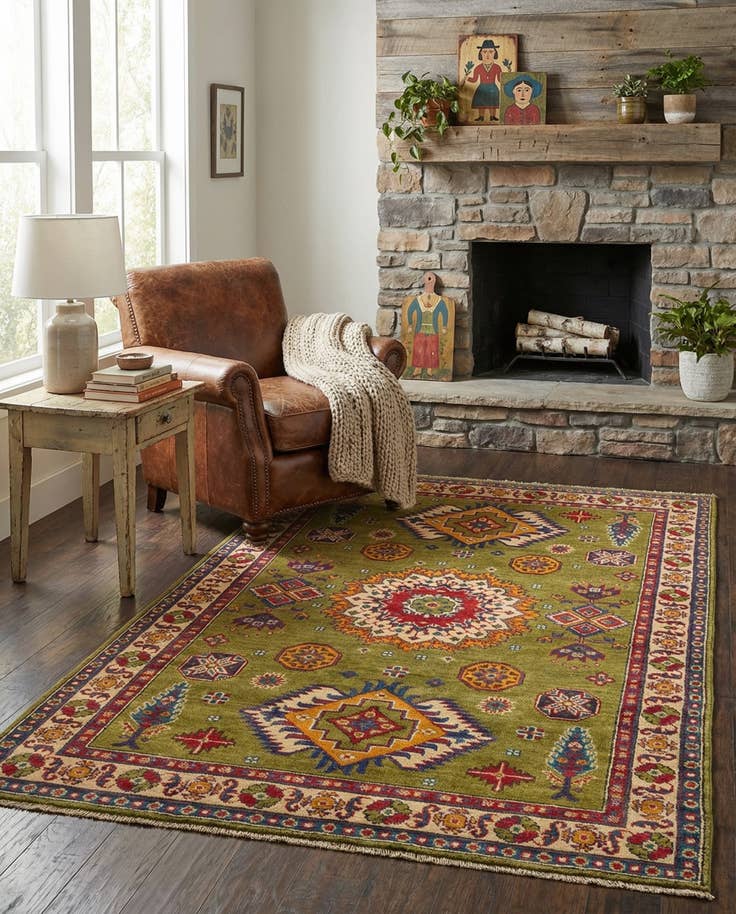 Detail image of 4' x 6' 2 Hand Knotted Kazak Rug