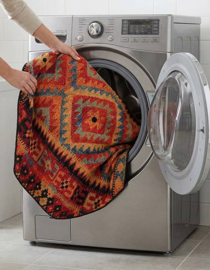 Detail image of  4' x 4'  Washable Tribal Indoor / Outdoor Octagon Rug