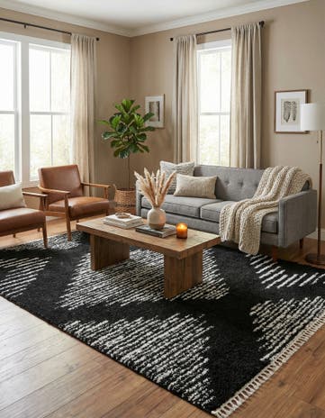 Black and White Serenity Shag Rug