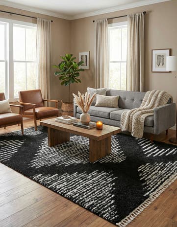 Black and White Serenity Shag Rug