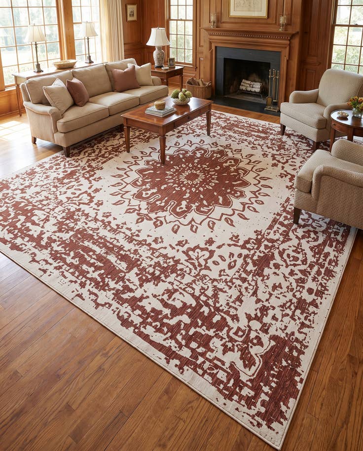 Detail image of 13' x 13' Easy-Clean Traditional Indoor / Outdoor Square Rug