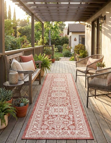 2' 7 x 12' Easy-Clean Aztec Indoor / Outdoor Runner Rug