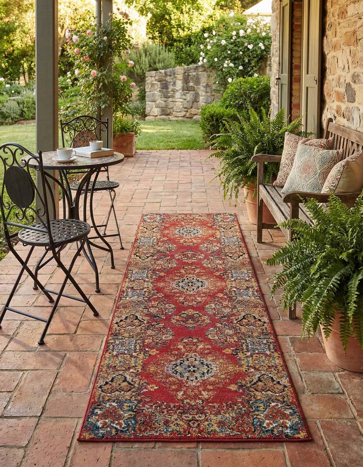 Detail image of 2' 7 x 10'  Washable Traditional Indoor / Outdoor Runner Rug